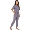 imageWiWi Womens Tracksuit Set Viscose from Bamboo Loungewear 2 Piece Outfit Long Pants Jogger Sets SXXLApurplish Grey