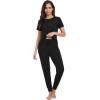 imageWiWi Womens Tracksuit Set Viscose from Bamboo Loungewear 2 Piece Outfit Long Pants Jogger Sets SXXLBblack