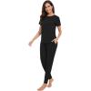 imageWiWi Womens Tracksuit Set Viscose from Bamboo Loungewear 2 Piece Outfit Long Pants Jogger Sets SXXLBblack