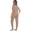imageWiWi Womens Tracksuit Set Viscose from Bamboo Loungewear 2 Piece Outfit Long Pants Jogger Sets SXXLBcamel