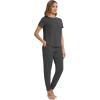 imageWiWi Womens Tracksuit Set Viscose from Bamboo Loungewear 2 Piece Outfit Long Pants Jogger Sets SXXLBcharcoal Heather