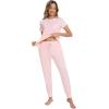 imageWiWi Womens Tracksuit Set Viscose from Bamboo Loungewear 2 Piece Outfit Long Pants Jogger Sets SXXLBcream Pink