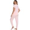 imageWiWi Womens Tracksuit Set Viscose from Bamboo Loungewear 2 Piece Outfit Long Pants Jogger Sets SXXLBcream Pink
