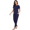 imageWiWi Womens Tracksuit Set Viscose from Bamboo Loungewear 2 Piece Outfit Long Pants Jogger Sets SXXLBnavy