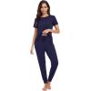 imageWiWi Womens Tracksuit Set Viscose from Bamboo Loungewear 2 Piece Outfit Long Pants Jogger Sets SXXLBnavy