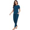 imageWiWi Womens Tracksuit Set Viscose from Bamboo Loungewear 2 Piece Outfit Long Pants Jogger Sets SXXLBpeacock Blue