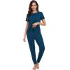 imageWiWi Womens Tracksuit Set Viscose from Bamboo Loungewear 2 Piece Outfit Long Pants Jogger Sets SXXLBpeacock Blue