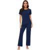 imageWiWi Viscose from Bamboo Pajama Sets for Women Soft Scoop Neck Sleepwear with Pants Set 2 Pieces SXXLNavy