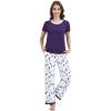 imageWiWi Womens Short Sleeve Pajama Sets Viscose from Bamboo Sleepwear Ladies Soft Loungewear Set Pjs with Pockets SXXLDark Purple Dots