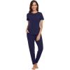 imageWiWi Womens Tracksuit Set Viscose from Bamboo Loungewear 2 Piece Outfit Long Pants Jogger Sets SXXLBnavy