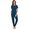 imageWiWi Womens Tracksuit Set Viscose from Bamboo Loungewear 2 Piece Outfit Long Pants Jogger Sets SXXLBpeacock Blue