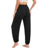 imageWiWi Pajama Pants for Women Lounge Super Soft Joggers Yoga Viscose from Bamboo Bottoms Cooling Pajamas Pant Sweatpants S4XDblack