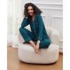 imageWiWi Pajamas for Women Bamboo Viscose Soft Ribbed Sleepwear Button Down Top and Pants 2 Piece Loungewear SXXLAdeep Teal