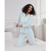 imageWiWi Pajamas for Women Bamboo Viscose Soft Ribbed Sleepwear Button Down Top and Pants 2 Piece Loungewear SXXLAlight Blue