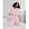 imageWiWi Pajamas for Women Bamboo Viscose Soft Ribbed Sleepwear Button Down Top and Pants 2 Piece Loungewear SXXLApink