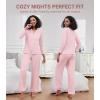 imageWiWi Pajamas for Women Bamboo Viscose Soft Ribbed Sleepwear Button Down Top and Pants 2 Piece Loungewear SXXLApink