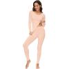 imageWiWi Thermal Underwear Set for Women Long Johns Sets Super Warm Base Layer Top Pants Pajamas Set Viscose from Bamboo S3XAbeige