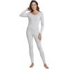 imageWiWi Thermal Underwear Set for Women Long Johns Sets Super Warm Base Layer Top Pants Pajamas Set Viscose from Bamboo S3XAgrey White Stripe