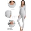 imageWiWi Thermal Underwear Set for Women Long Johns Sets Super Warm Base Layer Top Pants Pajamas Set Viscose from Bamboo S3XAgrey White Stripe