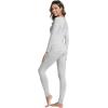 imageWiWi Thermal Underwear Set for Women Long Johns Sets Super Warm Base Layer Top Pants Pajamas Set Viscose from Bamboo S3XAgrey White Stripe