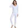 imageWiWi Thermal Underwear Set for Women Long Johns Sets Super Warm Base Layer Top Pants Pajamas Set Viscose from Bamboo S3XAlight Blue Stripe