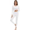 imageWiWi Thermal Underwear Set for Women Long Johns Sets Super Warm Base Layer Top Pants Pajamas Set Viscose from Bamboo S3XAraw White