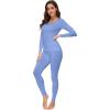 imageWiWi Thermal Underwear Set for Women Long Johns Sets Super Warm Base Layer Top Pants Pajamas Set Viscose from Bamboo S3XAsky Blue