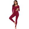 imageWiWi Thermal Underwear Set for Women Long Johns Sets Super Warm Base Layer Top Pants Pajamas Set Viscose from Bamboo S3XAwine Red