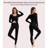imageWiWi Thermal Underwear Set for Women Long Johns Sets Super Warm Base Layer Top Pants Pajamas Set Viscose from Bamboo S3XBblack