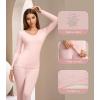 imageWiWi Thermal Underwear Set for Women Long Johns Sets Super Warm Base Layer Top Pants Pajamas Set Viscose from Bamboo S3XBcream Pink