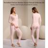 imageWiWi Thermal Underwear Set for Women Long Johns Sets Super Warm Base Layer Top Pants Pajamas Set Viscose from Bamboo S3XBcream Pink