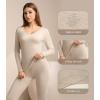imageWiWi Thermal Underwear Set for Women Long Johns Sets Super Warm Base Layer Top Pants Pajamas Set Viscose from Bamboo S3XBoatmeal Heather