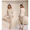 imageWiWi Thermal Underwear Set for Women Long Johns Sets Super Warm Base Layer Top Pants Pajamas Set Viscose from Bamboo S3XBoatmeal Heather