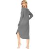 imageWiWi Viscose from Bamboo Nightgowns for Women Soft Long Sleeve Sleep Shirt S4XAdark Heather Grey