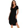 imageWiWi Viscose from Bamboo Nightgowns for Women Soft Long Sleeve Sleep Shirt S4XBblack