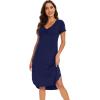 imageWiWi Viscose from Bamboo Nightgowns for Women Soft Long Sleeve Sleep Shirt S4XBblue Depth