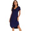 imageWiWi Viscose from Bamboo Nightgowns for Women Soft Long Sleeve Sleep Shirt S4XBnavy