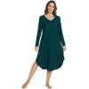 imageWiWi Viscose from Bamboo Nightgowns for Women Soft Long Sleeve Sleep Shirt S4XEpeacock Green