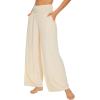 imageWiWi Viscose from Bamboo Womens Pajama Pants Super Soft Wide Leg Palazzo Lounge Yoga Cooling Bottoms with Pockets SXXLAcreamiron Grey