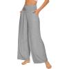 imageWiWi Viscose from Bamboo Womens Pajama Pants Super Soft Wide Leg Palazzo Lounge Yoga Cooling Bottoms with Pockets SXXLAheather Grey