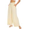imageWiWi Viscose from Bamboo Womens Pajama Pants Super Soft Wide Leg Palazzo Lounge Yoga Cooling Bottoms with Pockets SXXLAlight Beige