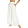 imageWiWi Viscose from Bamboo Womens Pajama Pants Super Soft Wide Leg Palazzo Lounge Yoga Cooling Bottoms with Pockets SXXLAraw White