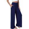 imageWiWi Viscose from Bamboo Womens Pajama Pants Super Soft Wide Leg Palazzo Lounge Yoga Cooling Bottoms with Pockets SXXLBnavy
