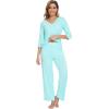 imageWiWi Womens 34 Sleeve Pajamas Set Soft Top with Pants Lightweight Viscose from Bamboo Sleepwear Pjs SXXLAqua