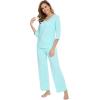 imageWiWi Womens 34 Sleeve Pajamas Set Soft Top with Pants Lightweight Viscose from Bamboo Sleepwear Pjs SXXLAqua