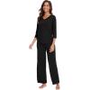 imageWiWi Womens 34 Sleeve Pajamas Set Soft Top with Pants Lightweight Viscose from Bamboo Sleepwear Pjs SXXLBlack