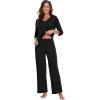 imageWiWi Womens 34 Sleeve Pajamas Set Soft Top with Pants Lightweight Viscose from Bamboo Sleepwear Pjs SXXLBlack