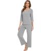 imageWiWi Womens 34 Sleeve Pajamas Set Soft Top with Pants Lightweight Viscose from Bamboo Sleepwear Pjs SXXLHeather Grey