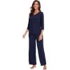 imageWiWi Womens 34 Sleeve Pajamas Set Soft Top with Pants Lightweight Viscose from Bamboo Sleepwear Pjs SXXLNavy