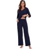 imageWiWi Womens 34 Sleeve Pajamas Set Soft Top with Pants Lightweight Viscose from Bamboo Sleepwear Pjs SXXLNavy